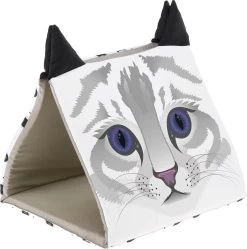 Ferplast Kattenhuis Piramide 43 X 39 Cm Katoen Wit/grijs