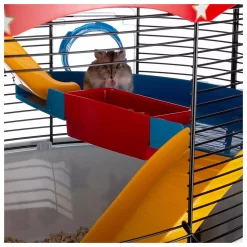 Ferplast Hamsterkooi Circus Fun - Dierenverblijf - 49.5x34x42.5 Cm Wit Rood Zwart -Ferplast 3033 940057 3