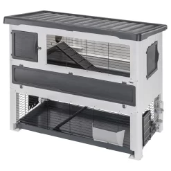 Ferplast Konijnenhok Grand Lodge 140 Plus - Dierenverblijf - 134x73x117 Cm Grijs