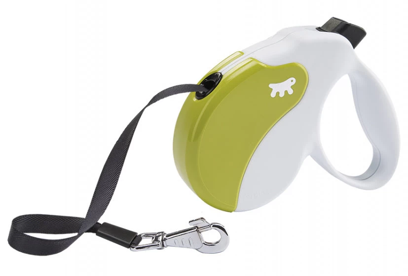 FERPLAST HONDENRIEM ROLLIJN AMIGO TAPE WIT / GROEN M 5 MTR