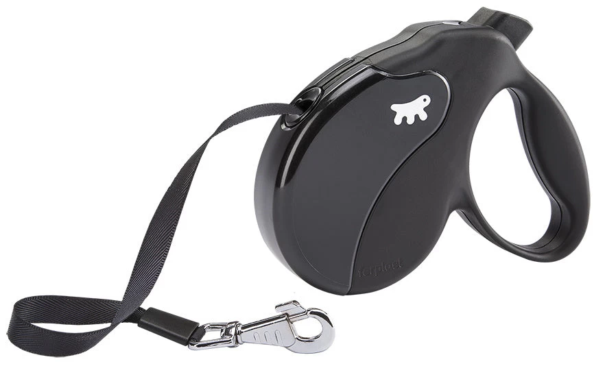 FERPLAST HONDENRIEM ROLLIJN AMIGO TAPE ZWART M 5 MTR